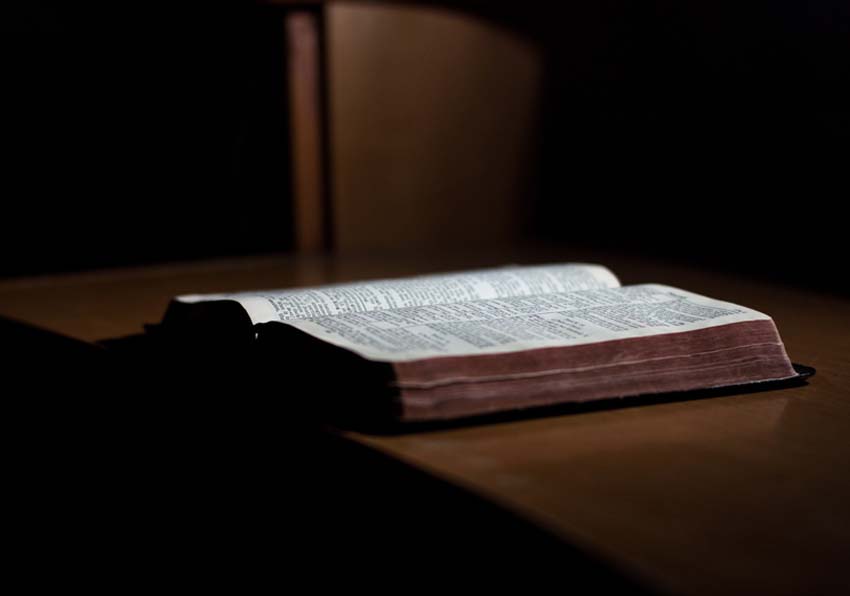 Opened book on a table